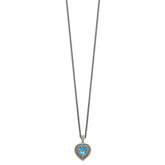 Shey Couture Sterling Silver with 14K Accent 18 Inch Antiqued Light Swiss Blue Topaz Heart Necklace